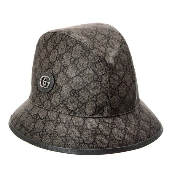 NEW Gucci GG Supreme Canvas Bucket Hat Grey Fedora Size M 58cm UNISEX Authentic - Picture 1 of 16